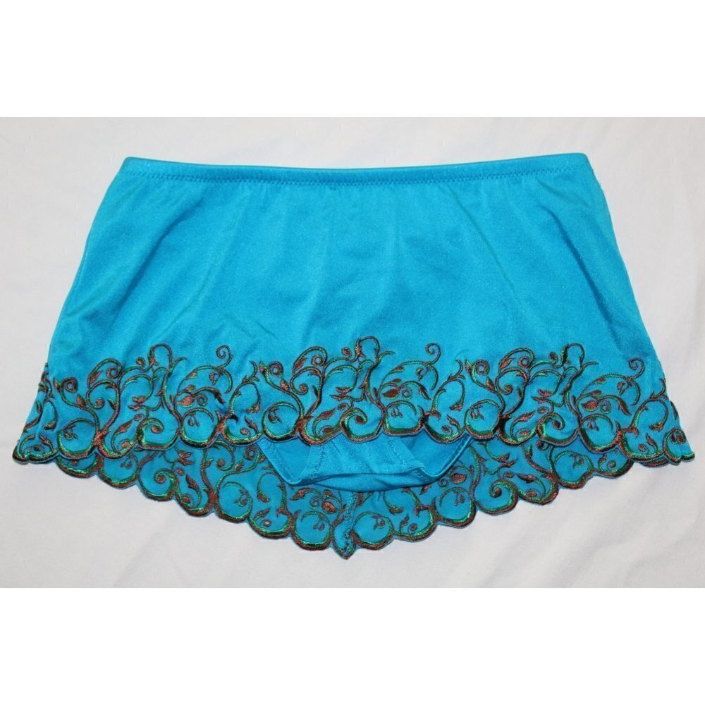Becca by Rebecca Virtue Blue Embroidered Swimsuits bottom bikini Size M?